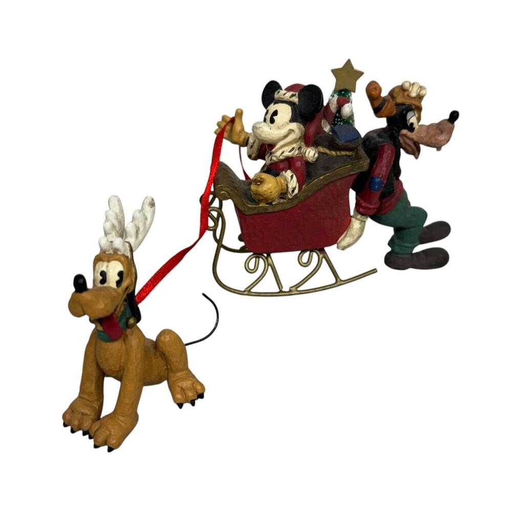 Midwest of Cannon‎ Falls Disney Mickey Mouse Pluto & Goofy Sleigh 0rnament Decor